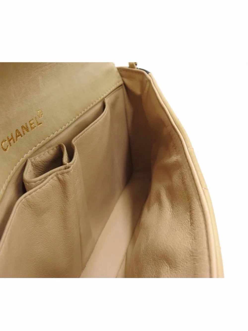 AUTH CHANEL E/W Chocolate Bar Lambskin Leather Shoulder Bag Black Patent Trim